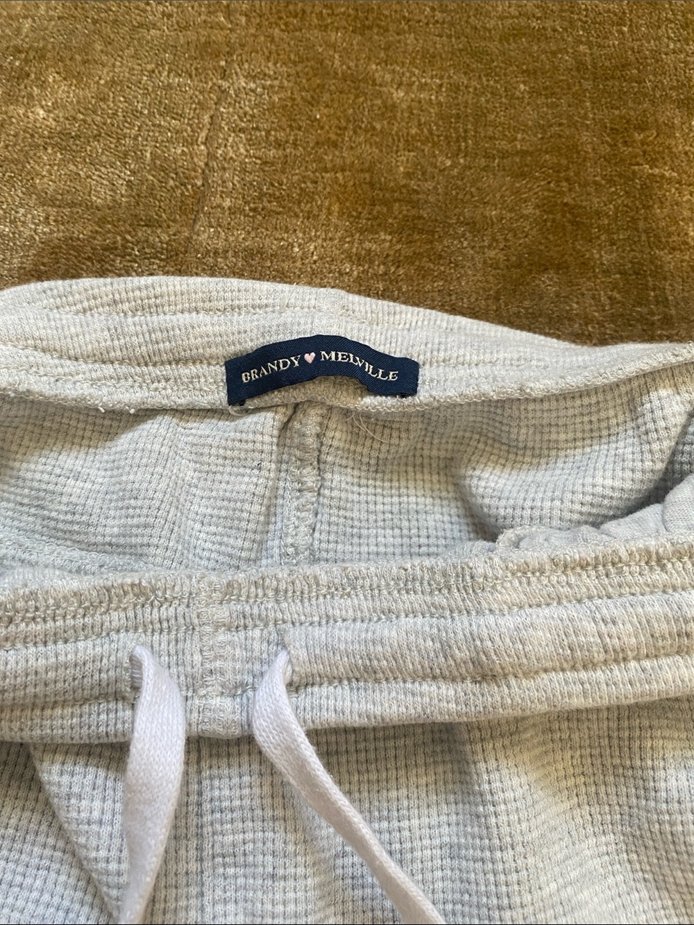 Brandy Melville Light Gray Wide-Leg waffle Sweatpants with Drawstring - Picture 2 of 11
